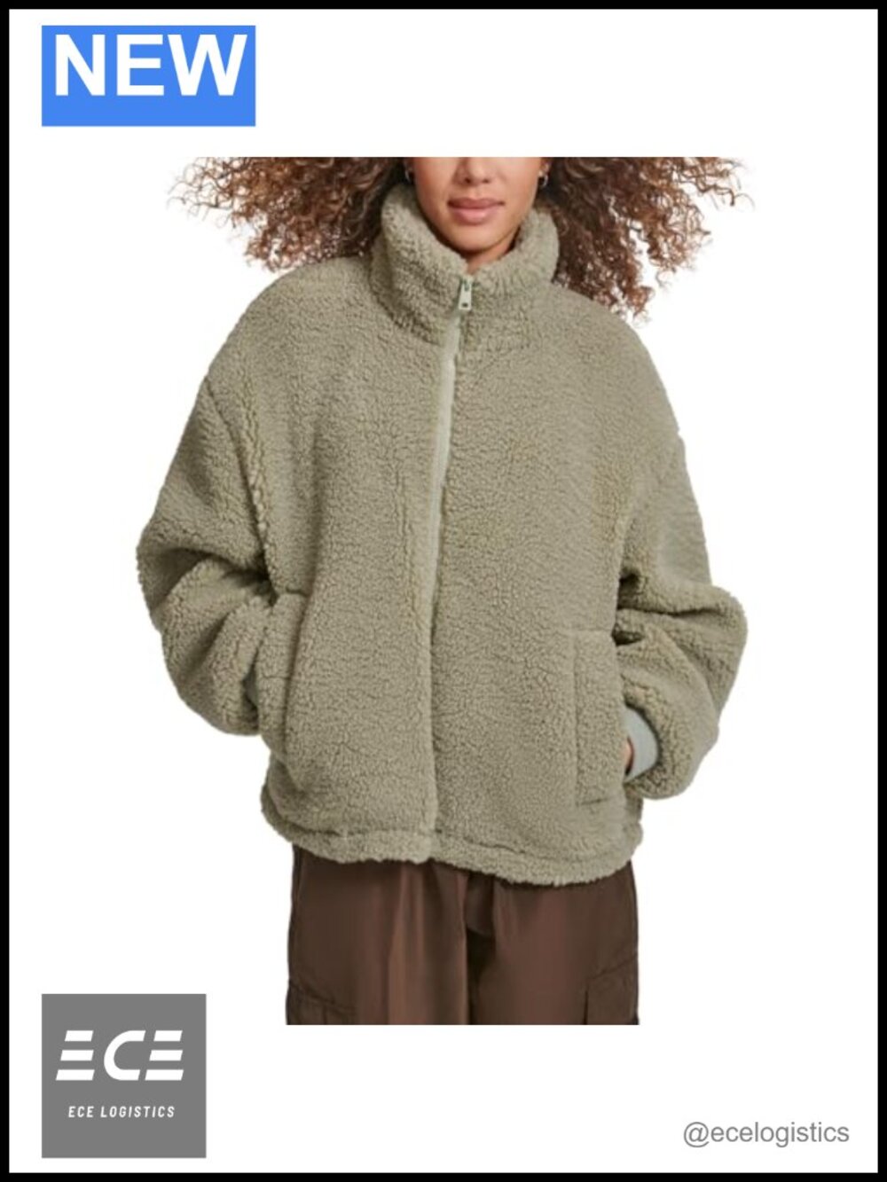 Zip Up Sherpa Teddy Fleece Jacket Stand Collar Long Sleeve Women's